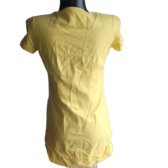 Chlorophylle Yellow Hemp Blend Short Sleeve Dress XS - Picture 6 of 7